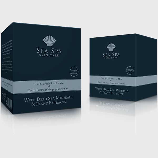 Sea Spa luxury skincare packaging and visual identity featuring Dead Sea minerals and elegant branding for men’s products – Graphic Design Clearwater Florida.